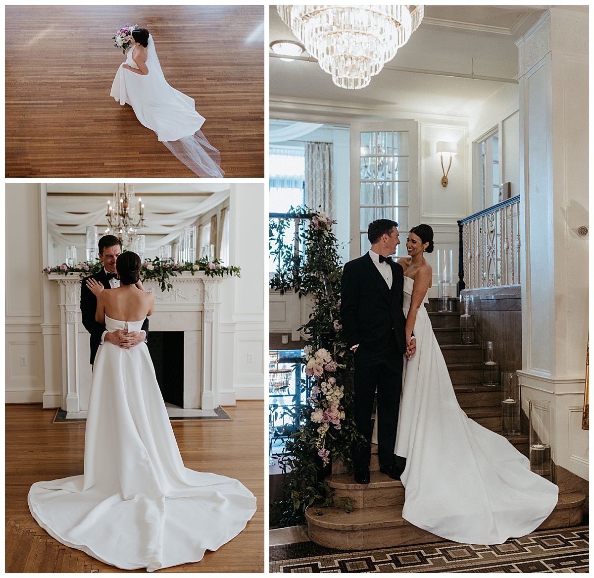 couple stands close on stairs looking at each other by The Hazel Club