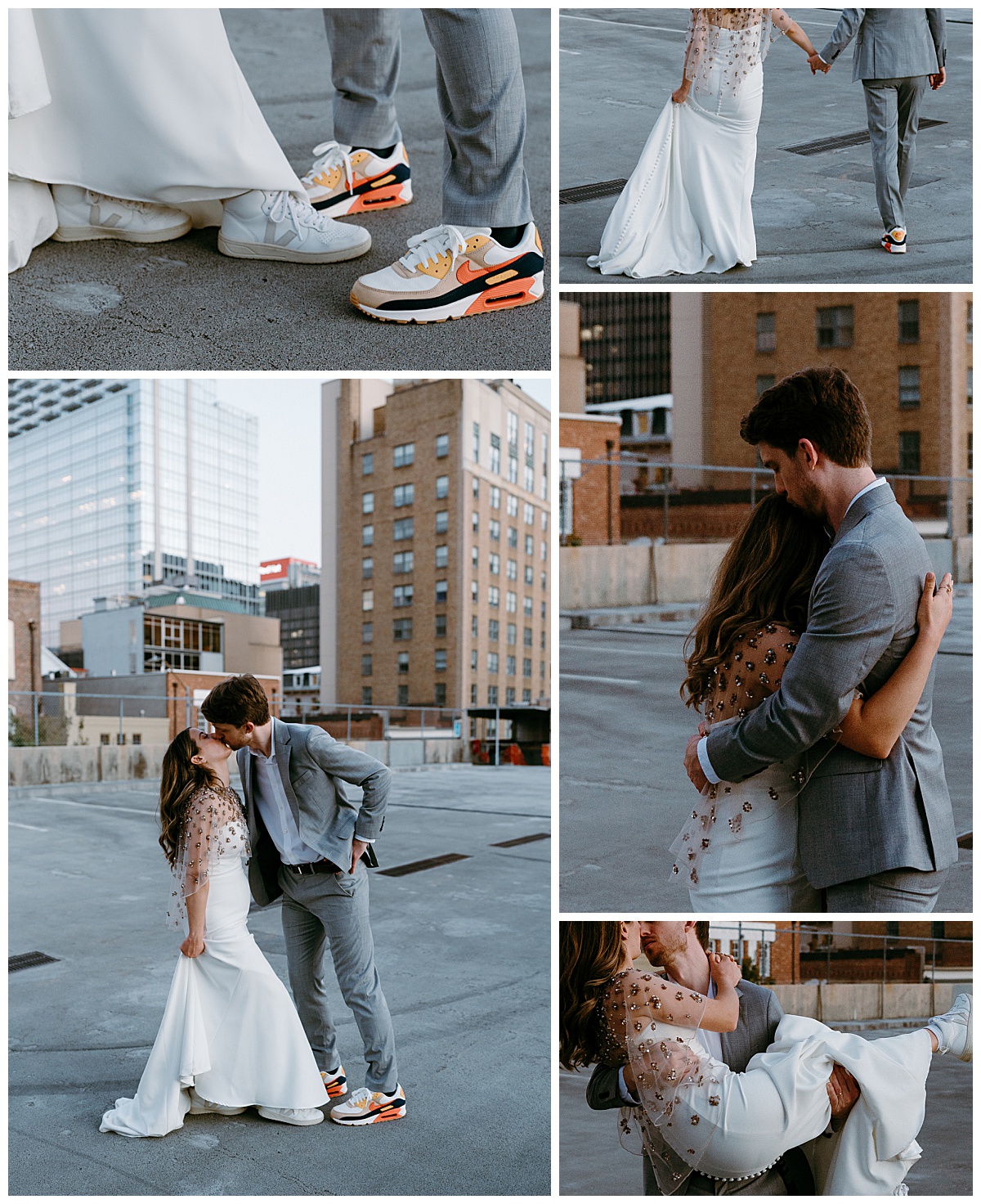 couple dances and hugs on the rooftop of the Cannon Room