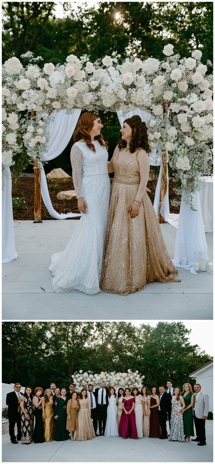 family leans in close at altar after ceremony by The Hazel Club