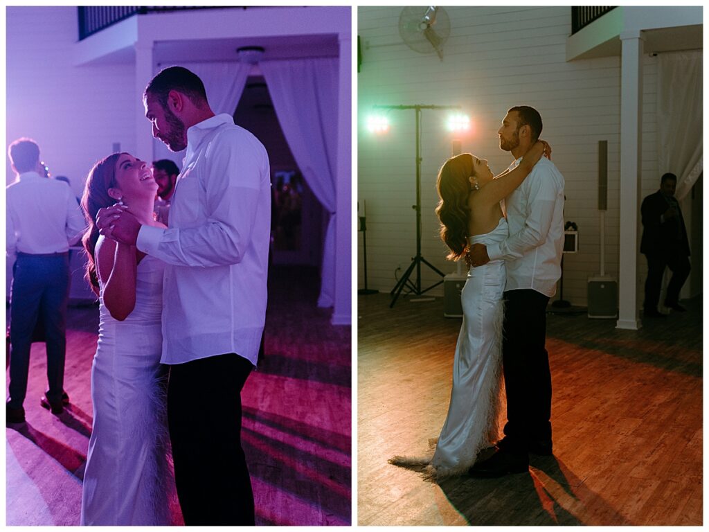 couple dances together with bright lights around them by The Hazel Club
