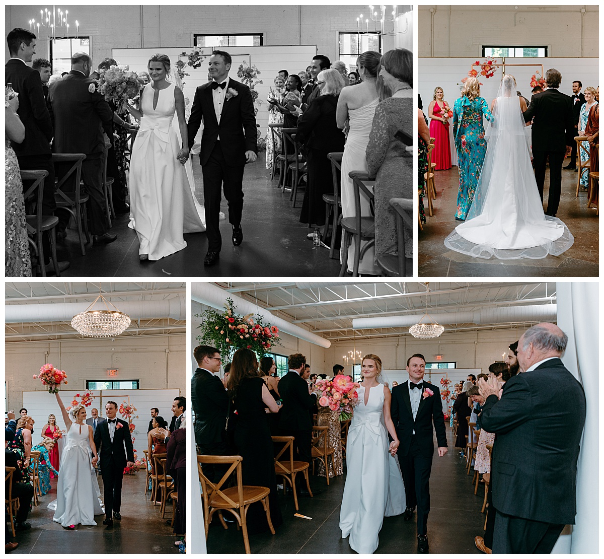 bride and groom walk back down the aisle after ceremony by The Hazel Club