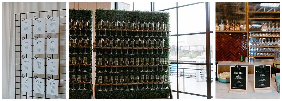 reception includes champaign glass wall by Charlotte wedding photographer